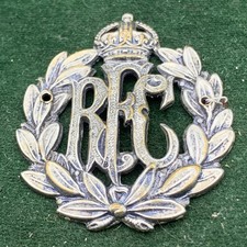Royal Flying Corps RFC WW1 Cap Badge Silver Plated With Sewing Holes