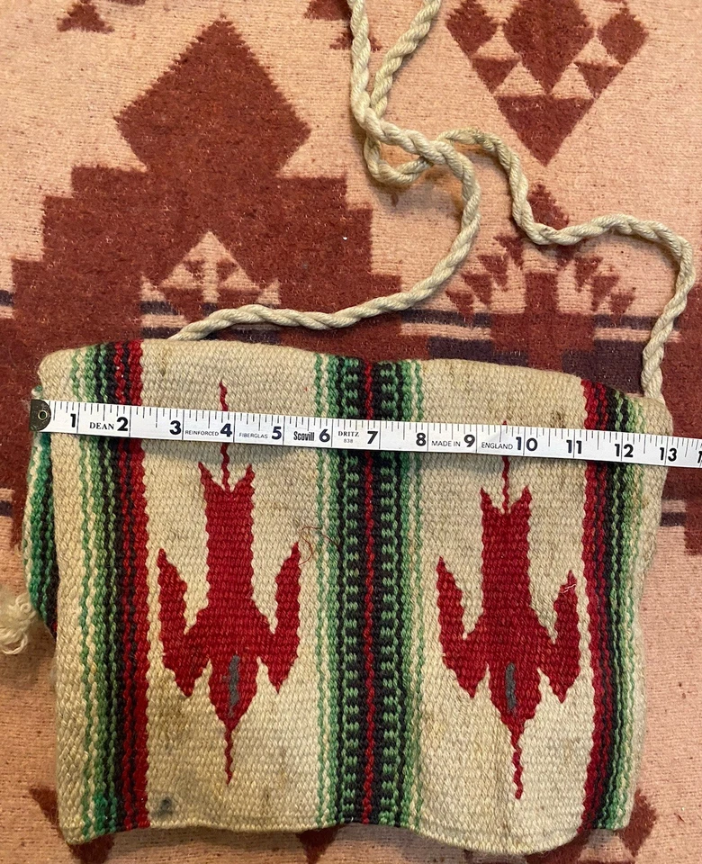 Vintage 1960’s 100% Wool Hand Tailored CHIMAYO Purse Clutch Red Brown Green - Image 2 of 4