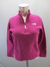 The North Face Size L (14/16) Girls Purple Fleece 1/4 Outdoor Logo Pull Over 745