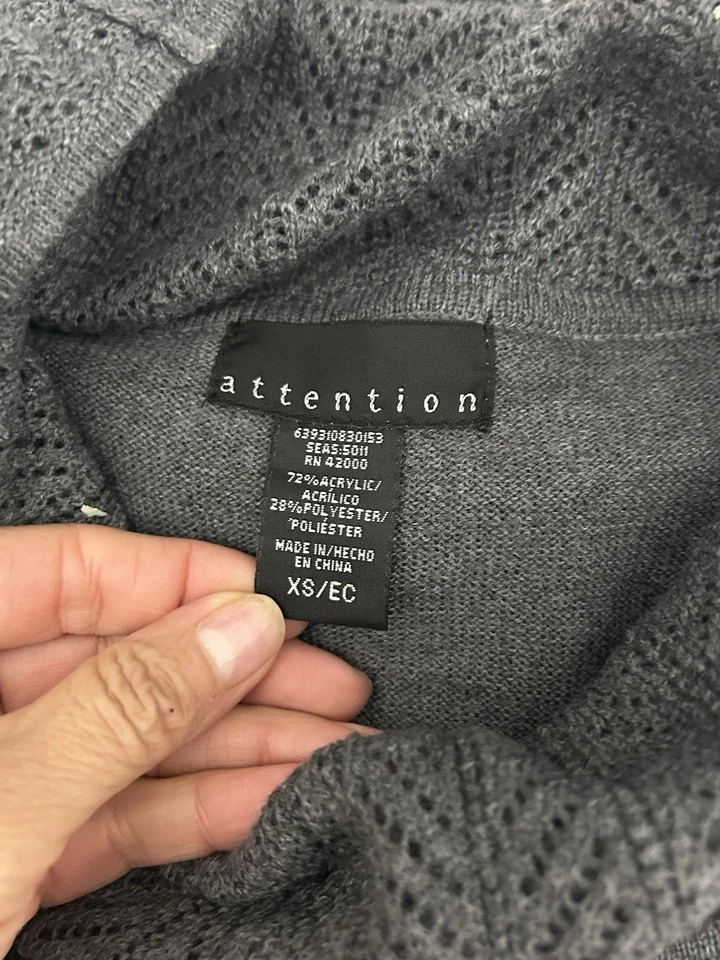 Maxi Vestido Attention Vintage Gris Tejido Sin Mangas Talla XS Capucha Cuello Usado en Excelente Condición Foto 4 de 4