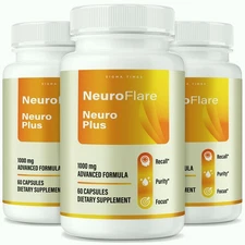 NeuroFlare Neuro Plus - Cognitive Pro Formula for Brain & Memory - 3 Pack