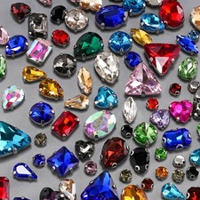 188 Pieces Large Sew on Rhinestones Colorful Sew On Acrylic Crystals Gems Mix...