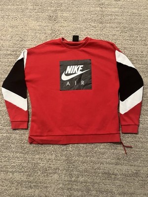 Nike Air Sweatshirt Rot Gr. XL | Colorblock Sweater rot schwarz weiß