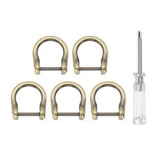 5pcs D-Rings Screw in Shackle 5/8" D Ring with Screwdriver Aged Gold