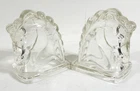 Federal Glass MCM Vintage Art Deco Horse Head Bookends Pair of 2