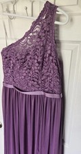 Davids Bridal Prom Bridesmaid Dress Lavender Womens 12 Chiffon Lace One Shoulder