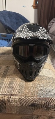 Fulmer Motorcycle Helmet Black Four Twenty Seven Maze With Scott Goggles (Large)