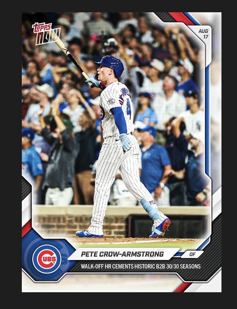 Pete Crow-Armstrong 2026 MLB TOPPS NOW 563 Goes 30/30 Chance At 1/1 Auto Presale view 2