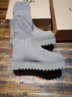 Women's Ugg Classic Ultra Mini Sock'd Suede Platform Boot Sz 9 NIB Smoke Plume