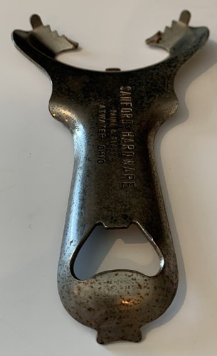 Vintage Sanford Hardware Atwater, Ohio Metal Jar Bottle Cap Opener - Picture 4 of 8