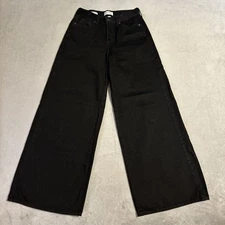 Universal Thread Women's Mid Rise Super Wide Leg Jeans Black Size 2 Button Fly