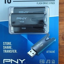 PNY Attache 16GB USB 2.0 USB Flash Drive 3-Pack Black USB Interface