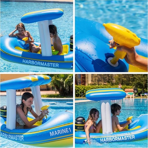 Zone Tech Harbor Master Inflatable Patrol Boat Pool Float Ride-on, Fun Water ... - Picture 6 of 7