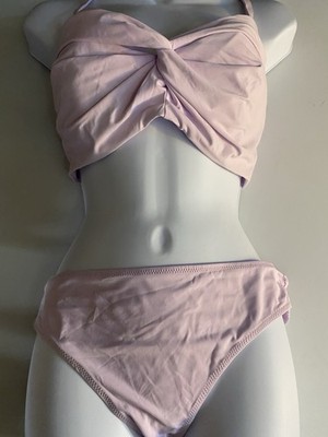 NWT Ladies Athleta 38D/DD Twister Bikini Top Plus Large Bottoms. Lilac