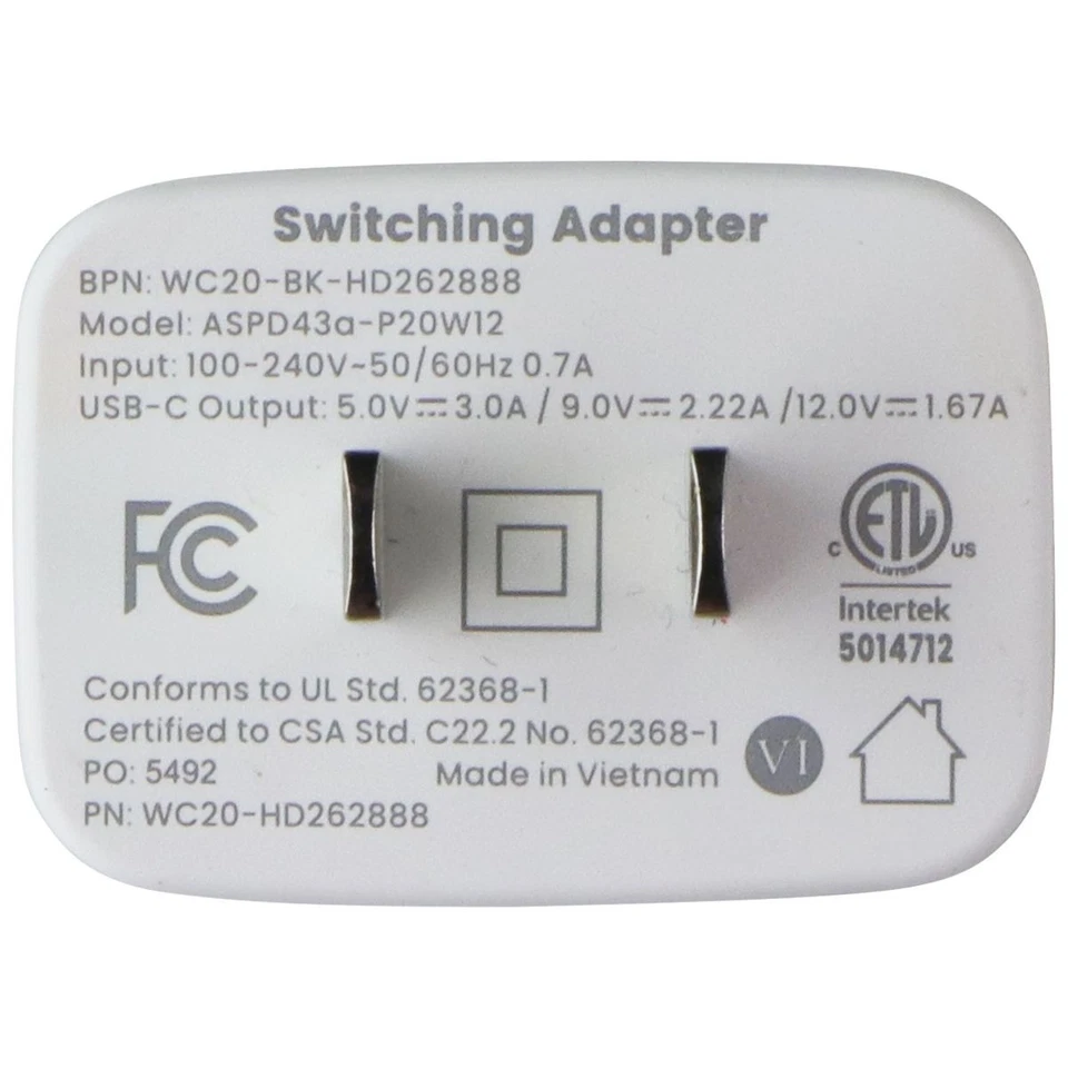 Ventev 20W Single Port USB-C Ultra Fast Wall Charger - White - Image 4 of 4