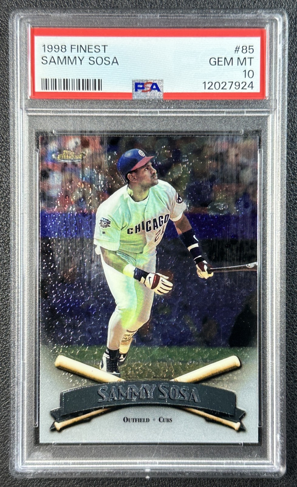 POP 21 SAMMY SOSA PSA 10 1998 TOPPS FINEST #85 CUBS 7924 view 1