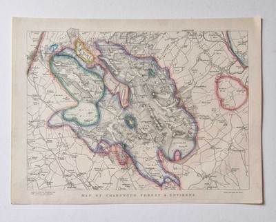 POTTER Map of Charnwood Forest & Environs (1842 Hand Coloured Engraving)