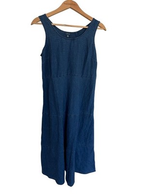 J. Jill Women's Blue Denim Sleeveless Linen Midi Tiered Dress Size S NEW  Coastal | eBay
