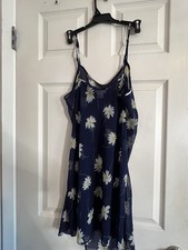 Vintage Cinema Etoile Sheer Navy Chemise With Daisies Sleeveless Med