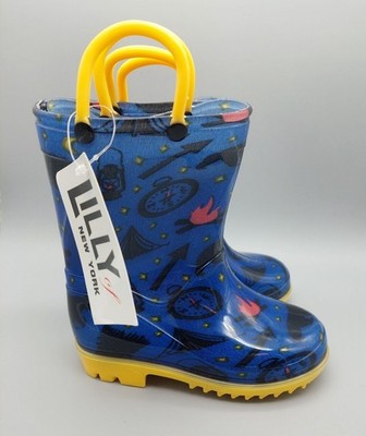 Lilly Of New York Blue Unisex Water Boots Galoshes Shoes Size 7 NWT Handles