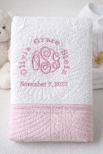 Personalized Quilt Pink Trim Baby Quilt Baby Blanket Baby Girl Quilt Shower Gift