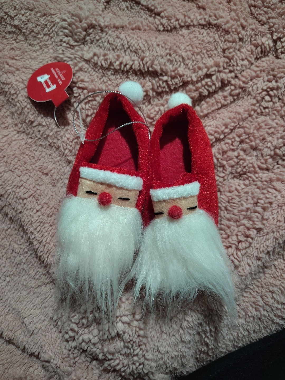 Slippers Christmas Ornament Red White Beard 4" Holiday Ashland