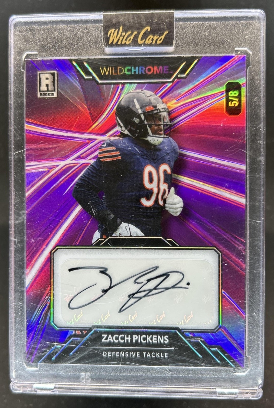 Zacch Pickens Wild Card Wildchrome Pro-Look Hobby Wildlight Autograph #WCLA Wave Holo-Purple