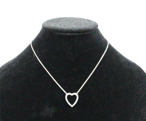 BEAUTIFUL 14K SOLID WHITE GOLD 32 GENUINE NATURAL DIAMONDS 16" HEART NECKLACE