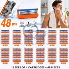 48PCS Fusion 5 Men's Razor Blades Refill Replacement Comfortable Shave Trimmer