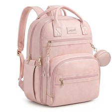 Premium Vegan Leather Diaper Bag Backpack with Waterproof Changing Pad, Reinf...