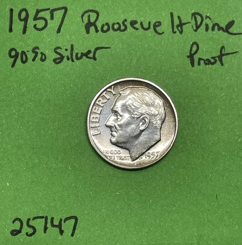 1957 Roosevelt Dime Choice Proof 90% Silver 10c US Coin Collectible