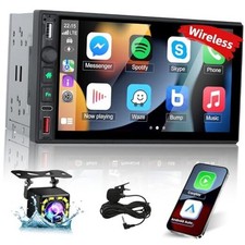 Wireless Double Din Stereo with Carplay and Android Auto - 7 Inch HD Touch