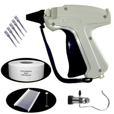 E-Set061= Heftpistole ARROW 9S + 5 Nadeln 1000 Fäden 40mm 1000 Etiketten 30x45mm
