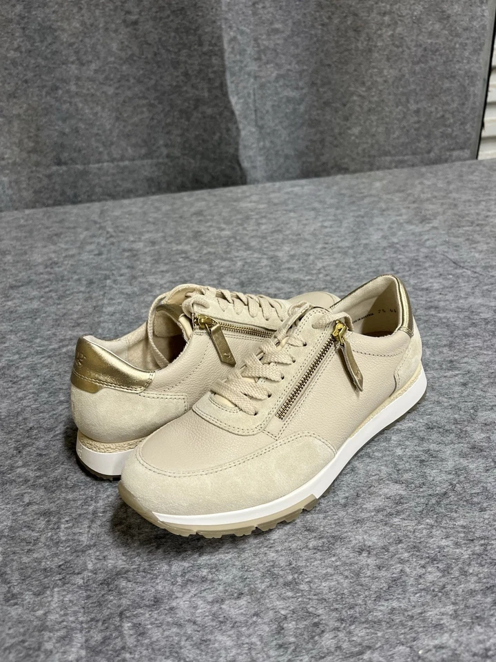 Zapatillas Paul Green Tate para mujer 10 zapatos de lujo de cuero tostado con cremallera Foto 3 de 4