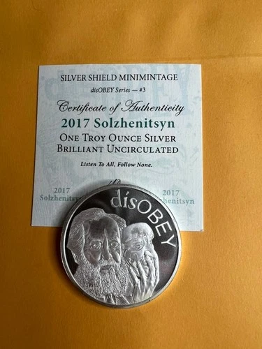 1 oz 2017 Solzhenitsyn Silver Shield BU disOBEY Series #3