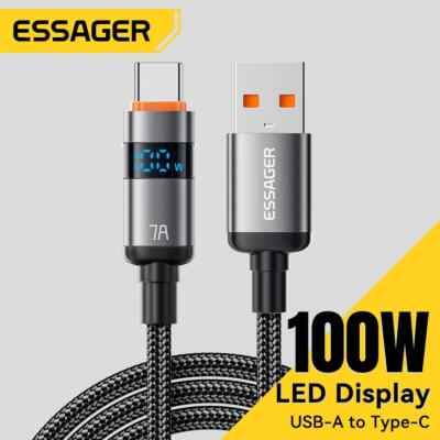 Essager 100W UAB A to Type C Charger Cable PD Fast Charging Data Cord For Phone