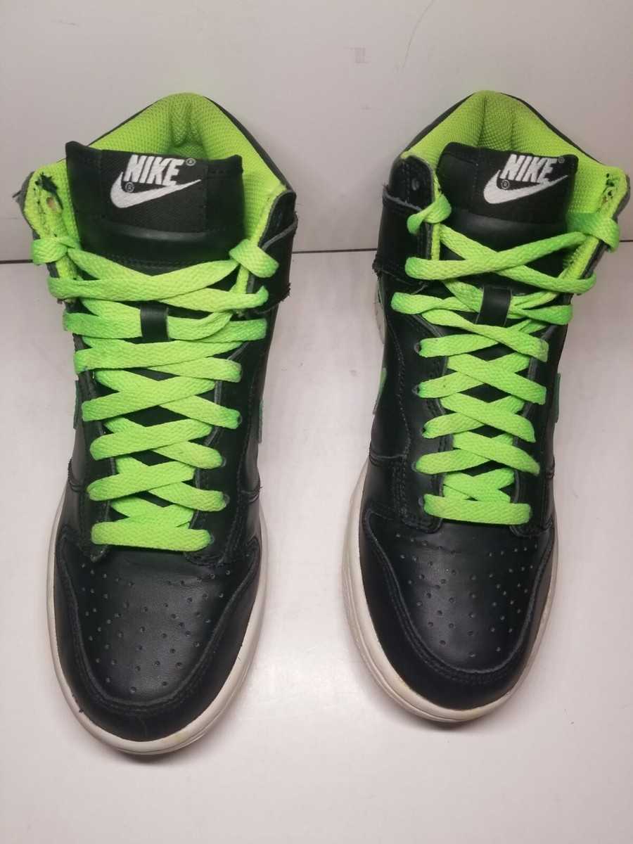 Rare 2010 Nike Dunk High Black Green Neon Lime Shoes Size 5Y Rare 2010 Nike Dunk High Black Green Neon Lime Shoes Size 5Y