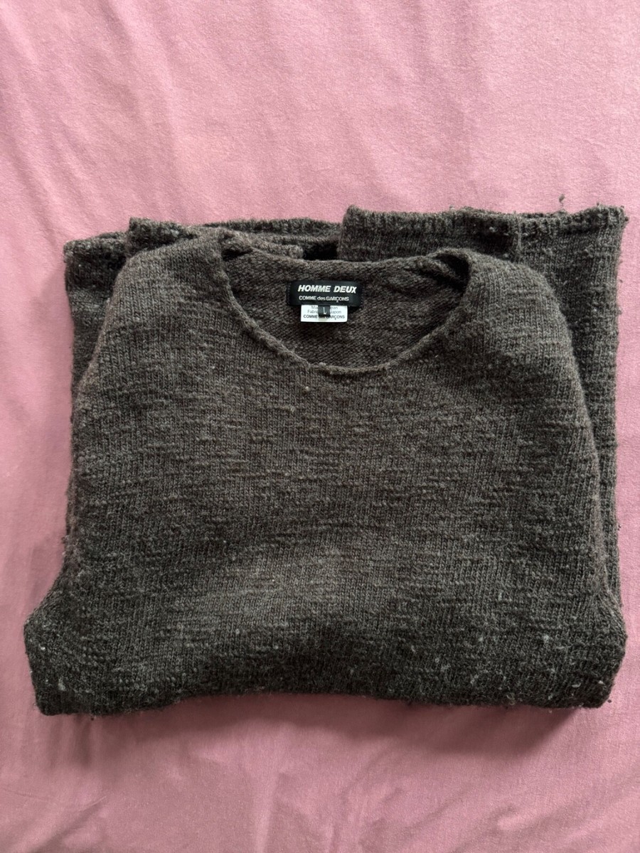 Garçons Homme Comme Des Garcons Grey Sweater CDG V-Neck Logo