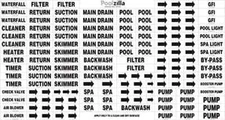 Premium Waterproof Sticker Labels for Swimming Pool Plumbing & Piping Parts E