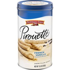 Pepperidge Farm Pirouette Cookies French Vanilla Flavored Wafers 13.5 Oz Tin