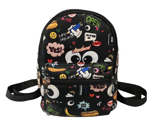 LD Mini Backpack Black Various Animated Cartoon Designs 8.5"x9.5"x5.5" - Picture 2 of 11