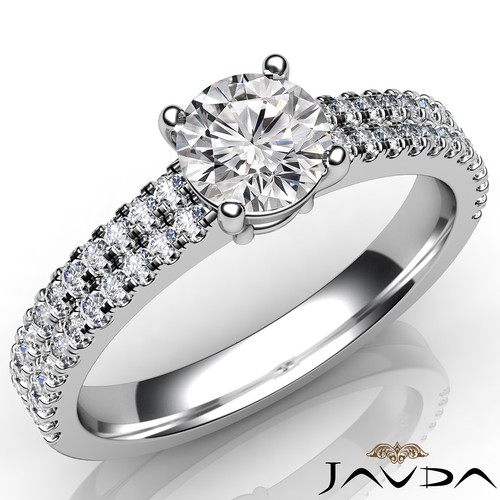 2 Row Shank French U Pave Round Diamond Engagement Ring GIA Certified E VVS1 1Ct - Picture 6 of 10