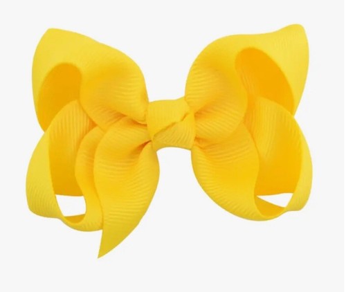 Yellow 4” Hair Bow Clip Grosgrain Ribbon Trendy Boutique Boho Bow Hair Barrette - Picture 2 of 5