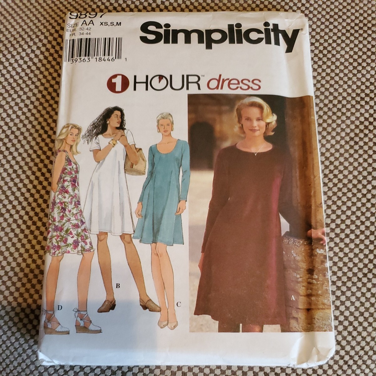 Vntg 90s Sewing Pattern Simplicity 9897 EZ 1 Hr Dress Knits