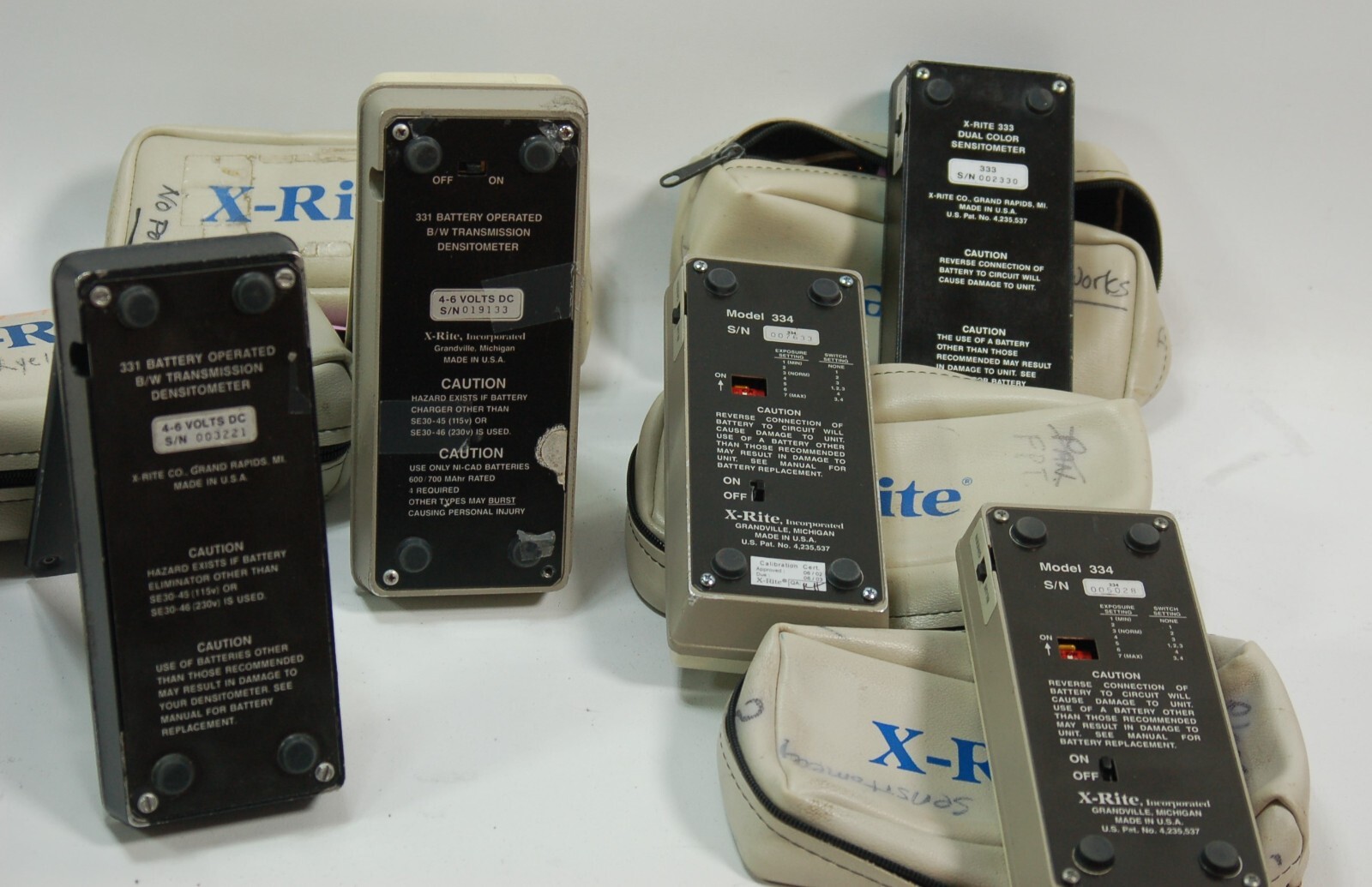 Lot of 5 X-Rite Densitometers and Sensitometers 2 331, 1 333, 2 334 READ Descr