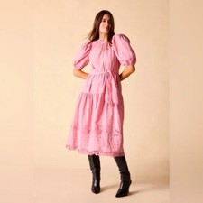 St. Roche NWT Astrid Dress in Peony Size 6 Cottagecore Spring Eyelet Lace Detail