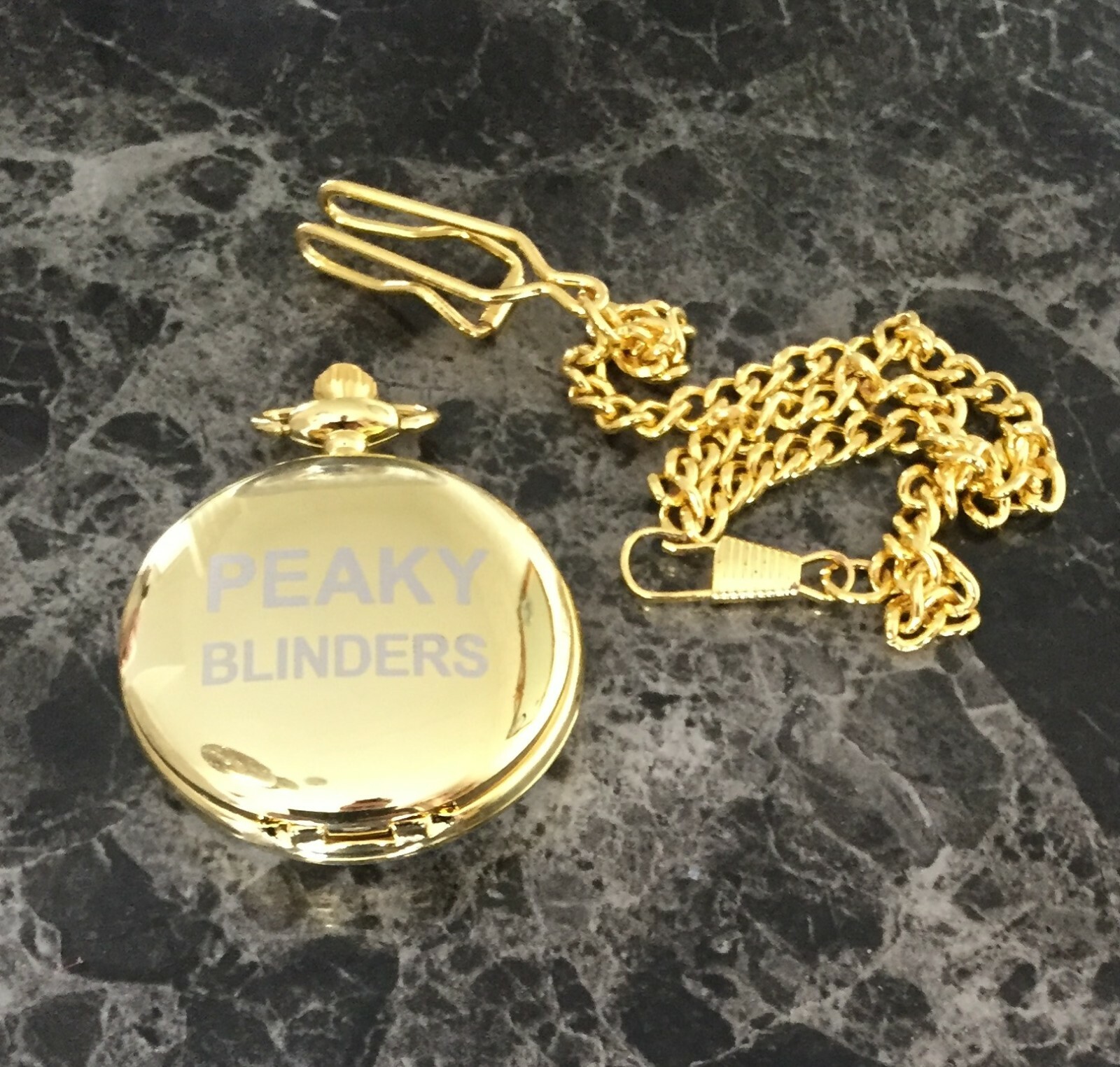 gold colour peaky blinders pocket watch with chain Shelby Birmingham eBay
