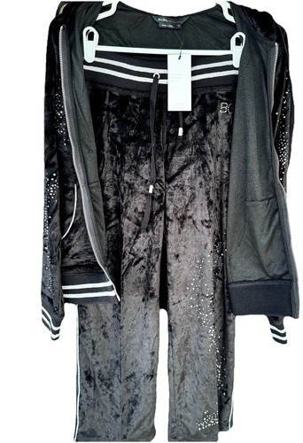 BCBGMAXAZRIA Trainingsanzug neu mit Etikett (140 $) 2-teilig Strass Reißverschluss Hoodie/Capri Bein Hose S - Bild 8 von 10