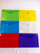 Image of A4 Plastic Wallet Stud Closing Document Files Folders Choice of Colour