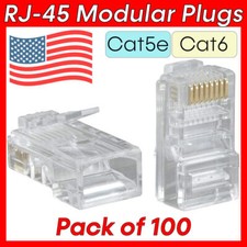 100pcs RJ45 Modular Plugs 8P8C Cat5e Cat6 Ethernet Cable Connector End Plug
